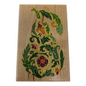 Rubber Stampede Ornate Pear‎ Wood Mounted Rubber Stamp Nature Fruit Crafting